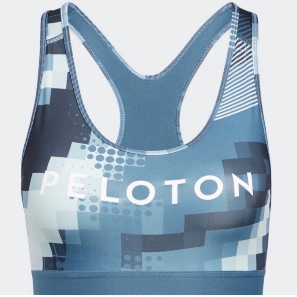 EUC Adidas Peloton Geometric Blue Sports Bra